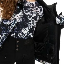 Roxy Jetty Block Snowboardjacke True Black/Black Flowers Damen -Snowboards Verkäufe roxy jetty block erjtj03357 kvj1 03 gross